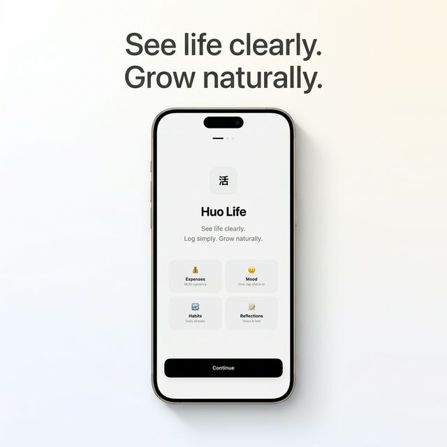 Huo Life app showing daily logging cards